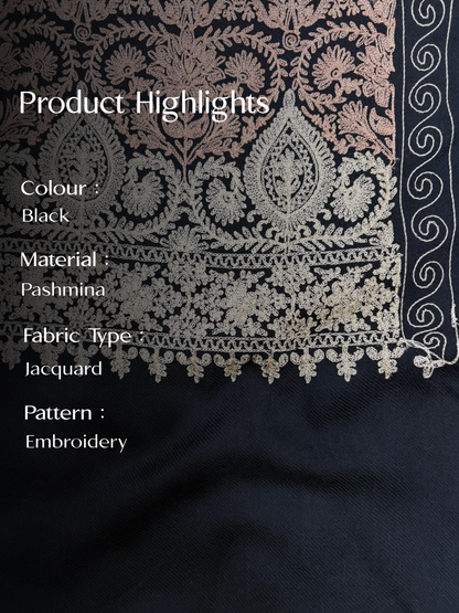 Blue Pashmina Jacquard Dupatta with Embroidery