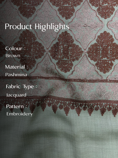 Blue Pashmina Jacquard Dupatta with Embroidery