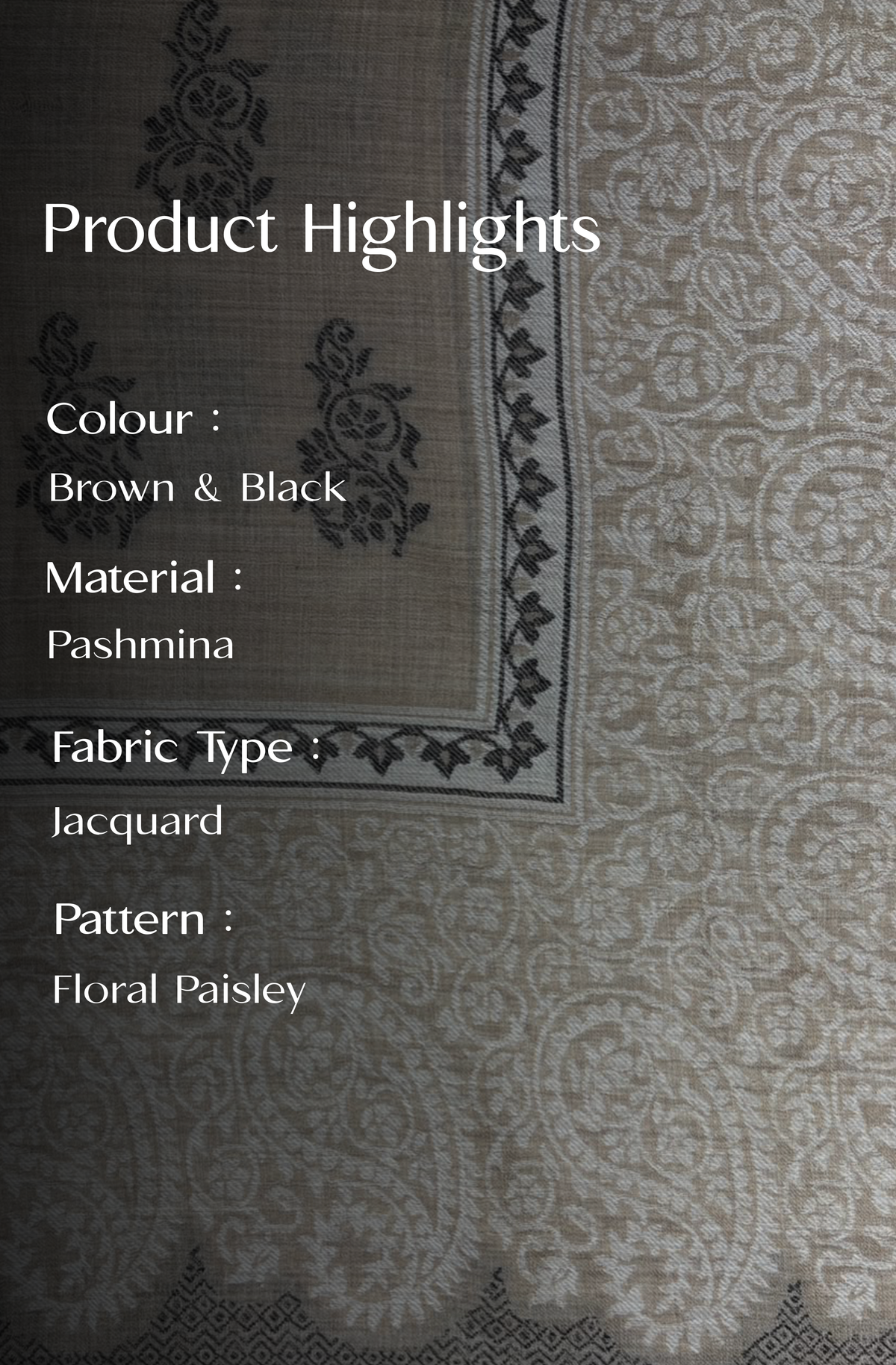 Tusser and Black Pashmina Jacquard Dupatta
