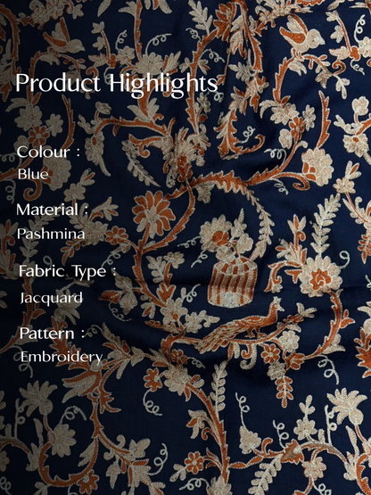 Multicolour Pashmina Jacquard Dupatta with Embroidery