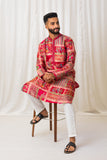 Men's Pink Jacquard Kurta Set