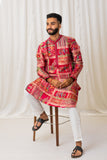 Men's Pink Jacquard Kurta Set