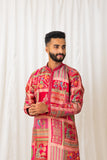 Men's Pink Jacquard Kurta Set