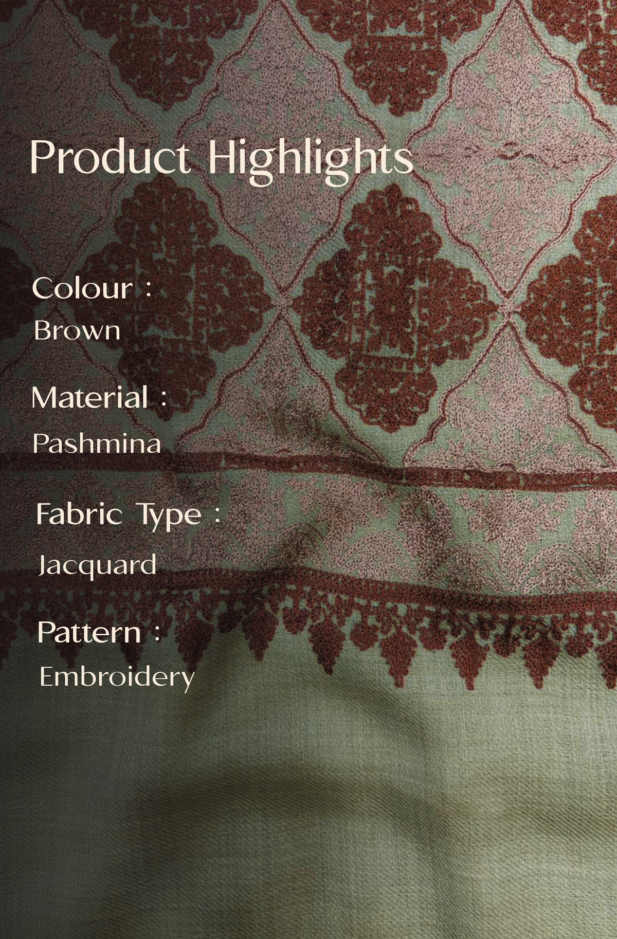 Blue Pashmina Jacquard Dupatta with Embroidery