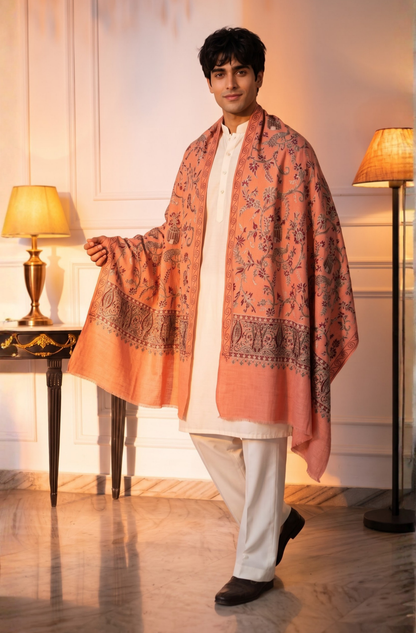 Multicolour Pashmina Jacquard Dupatta with Embroidery