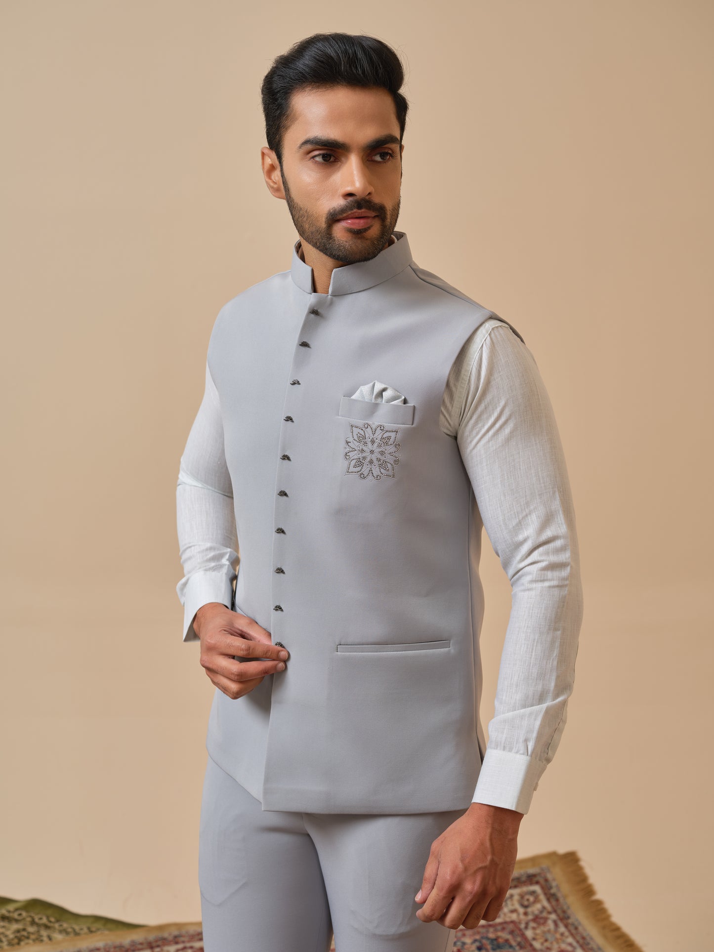 Japanese Lachhka Modi Jacket with Hotfix Flowers