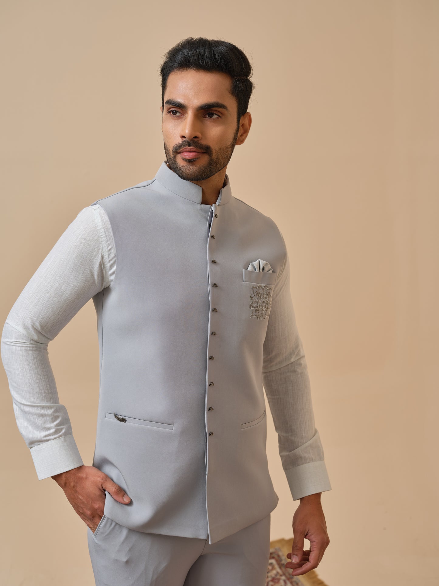 Japanese Lachhka Modi Jacket with Hotfix Flowers