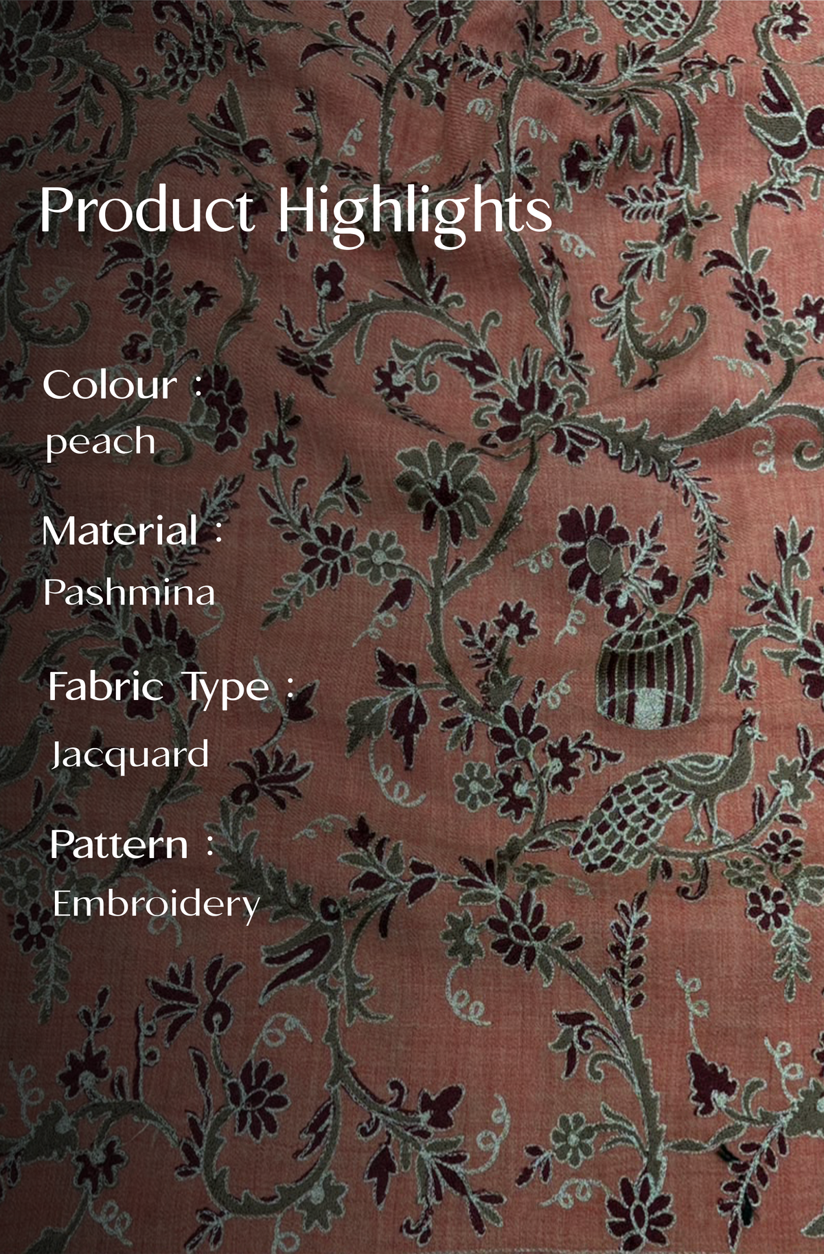 Multicolour Pashmina Jacquard Dupatta with Embroidery