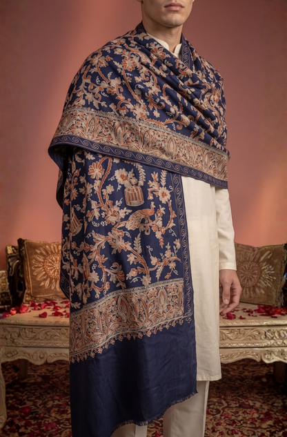 Multicolour Pashmina Jacquard Dupatta with Embroidery