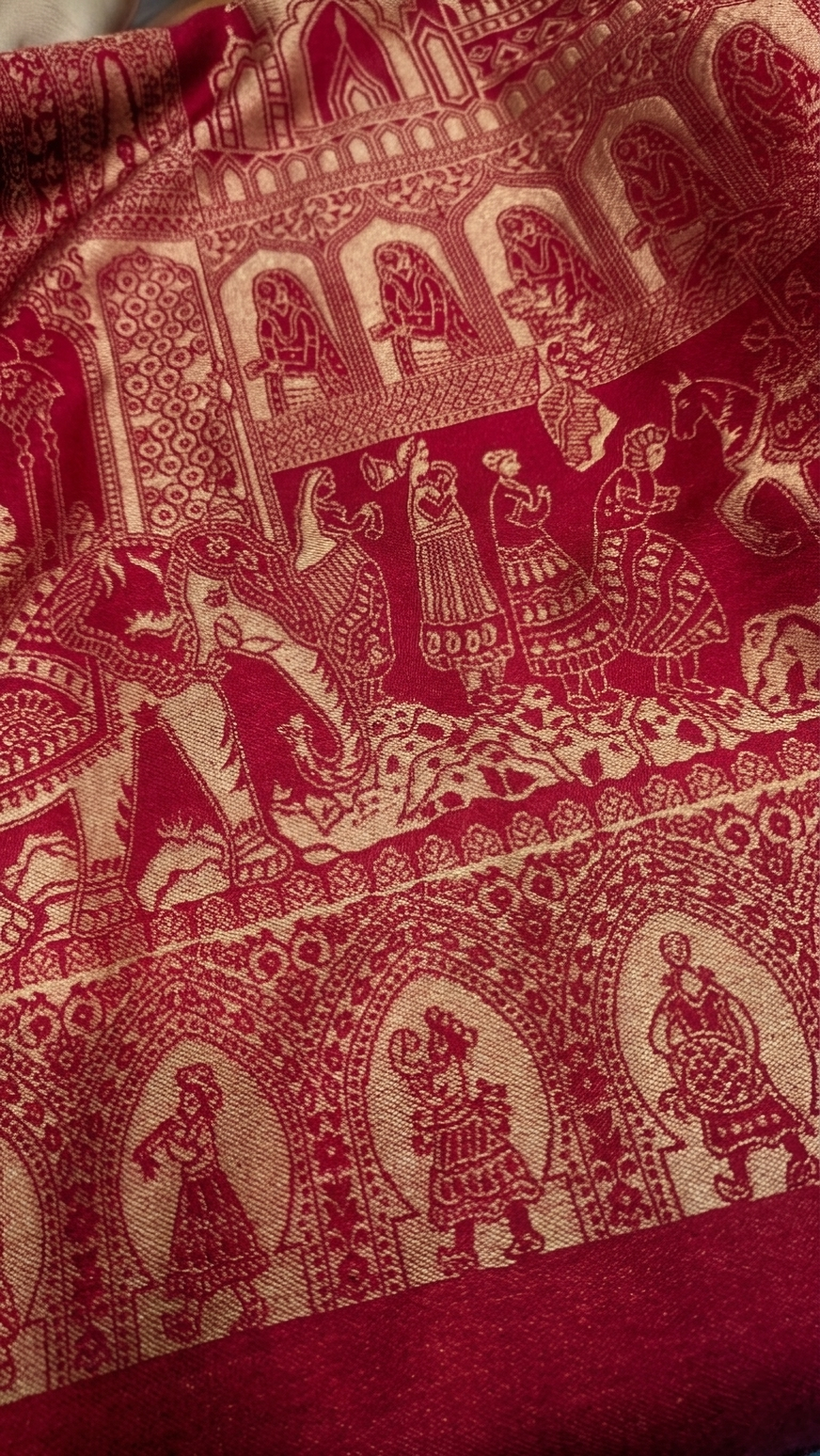 Red Pashmina Jacquard Dupatta