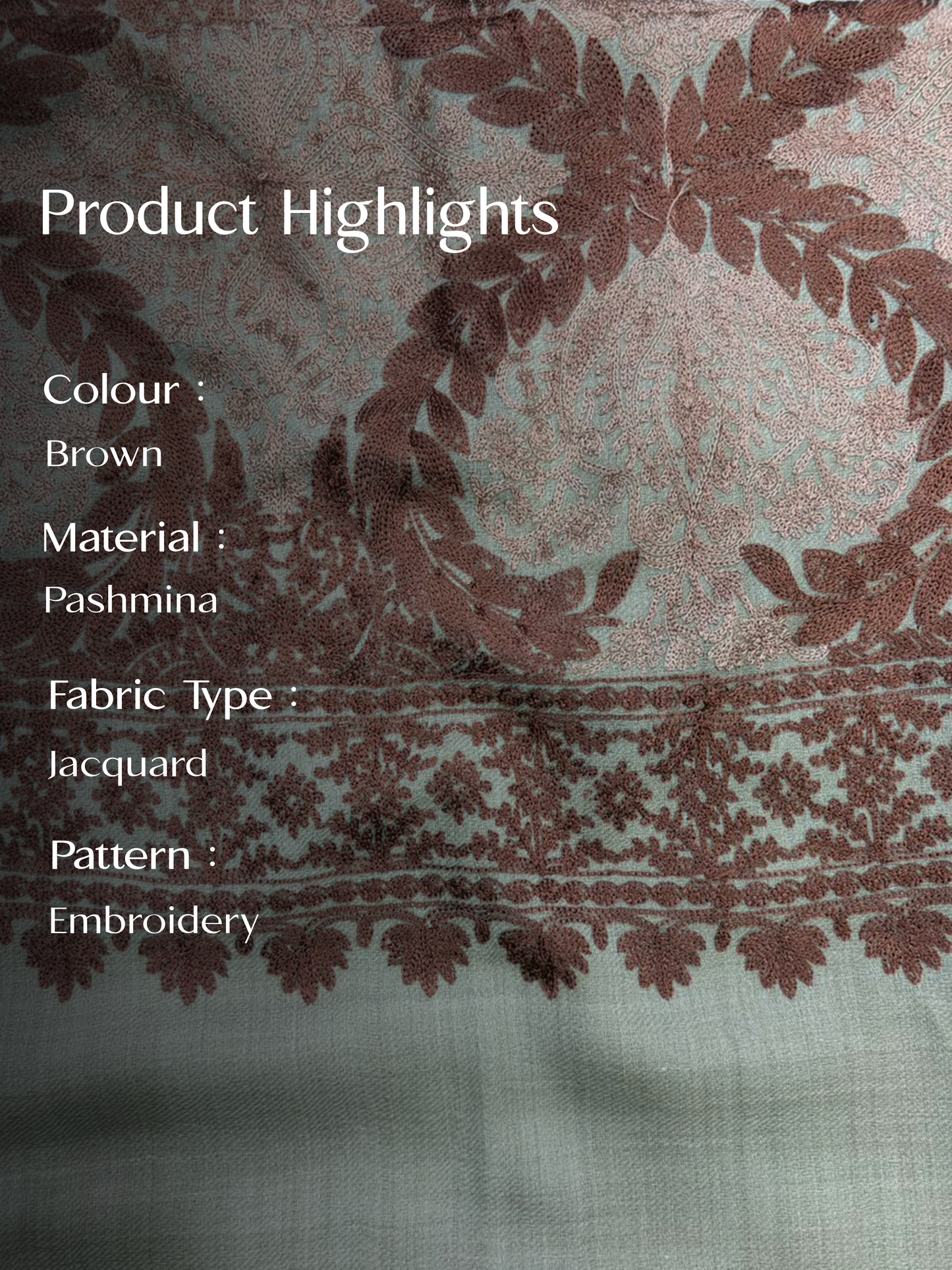 Cream Pashmina Jacquard Dupatta with Embroidery