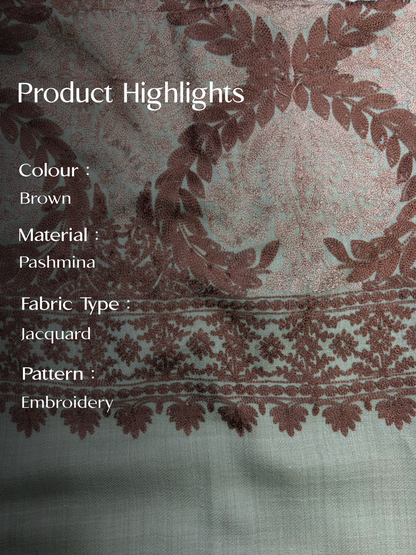Cream Pashmina Jacquard Dupatta with Embroidery