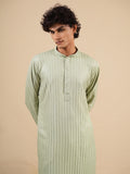 Men's Pista Rayon Kurta Set with Sequins & Thread Work Embroidery