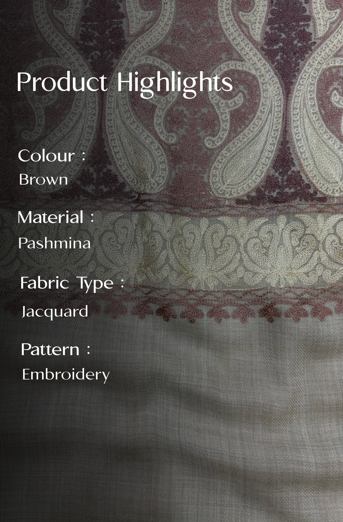 Multicolour Pashmina Jacquard Dupatta with Embroidery