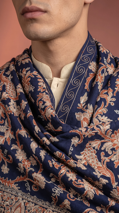 Multicolour Pashmina Jacquard Dupatta with Embroidery