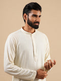 Men's Off-White Rayon Kurta Set with Sequins & Thread Work Embroidery