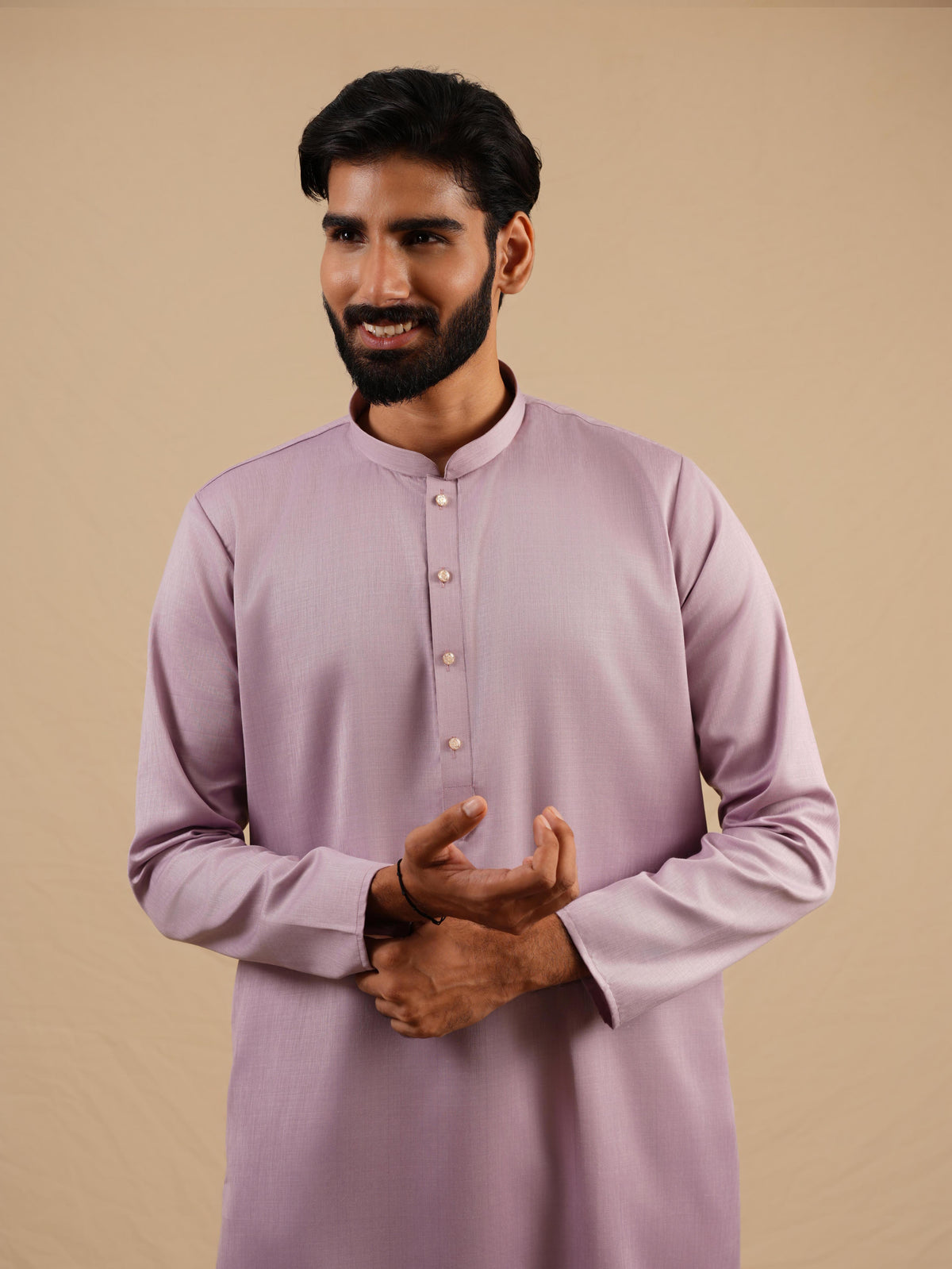 Men's Lavender Satin Silk Plain Kurta Set