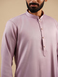 Men's Lavender Satin Silk Plain Kurta Set