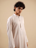 Men's Ash Grey Satin Silk Plain Kurta Set