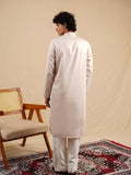 Men's Ash Grey Satin Silk Plain Kurta Set