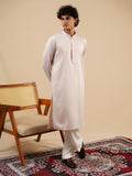 Men's Ash Grey Satin Silk Plain Kurta Set