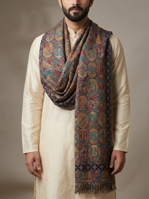 Multicolour Pashmina Zari Jacquard Dupatta