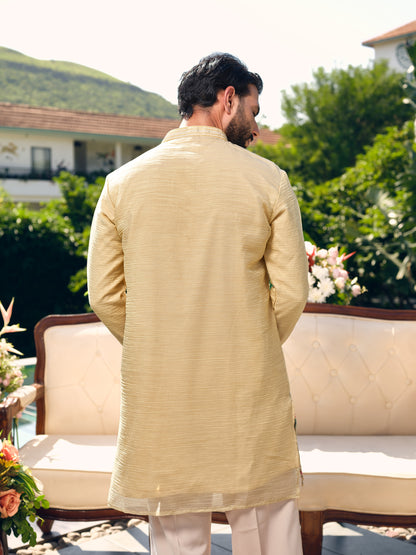 Rasmalai Tissue Silk Kurta with Dupatta Set with Embroidery and Cut Work