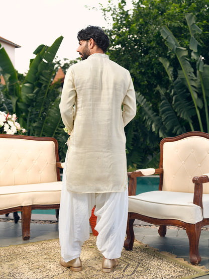 Tissue Silk Short Kurta Set with Embroidery and Coding