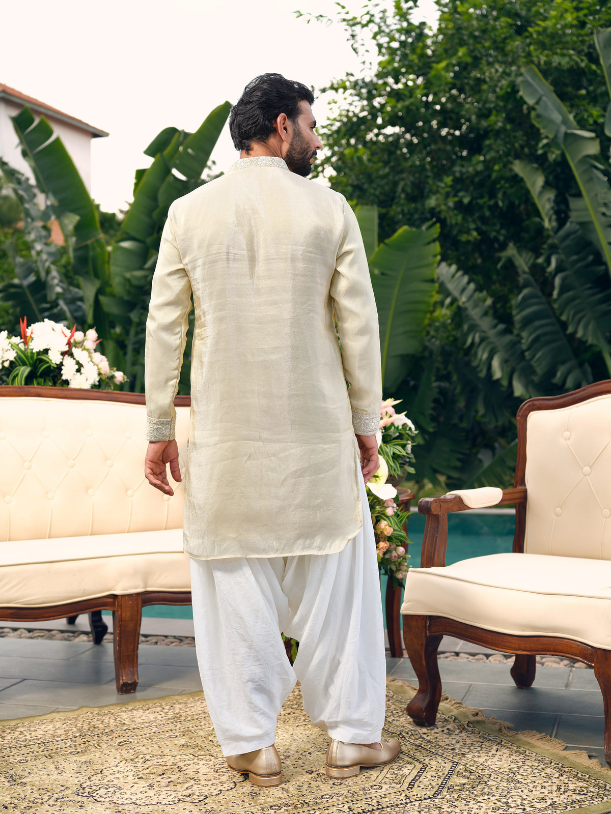 Tissue Silk Short Kurta Set with Embroidery and Coding