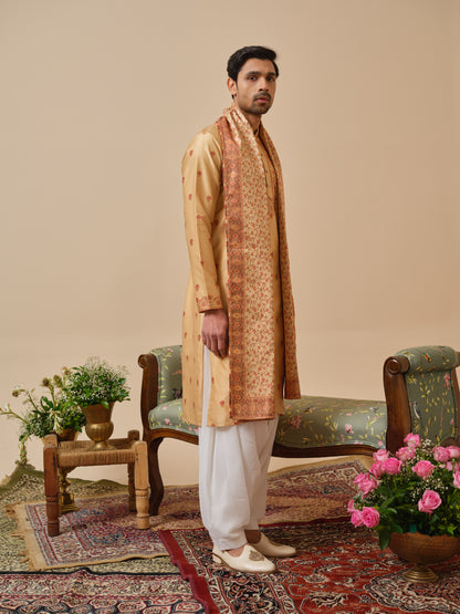 Linen Satin Kurta–Bottom–Dupatta Set with Foil Work & Digital Print