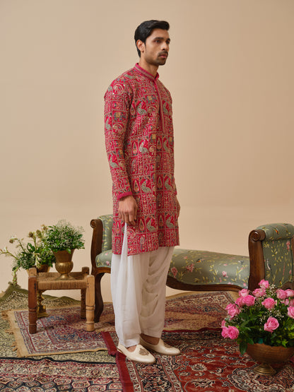 Pink Georgette Kurta–Bottom Set with Thread Work & Cording