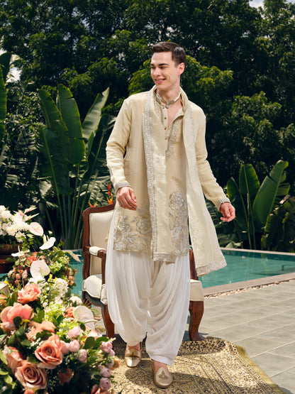 Champagne Crush Tissue Kurta Dupatta Set with Embroidery
