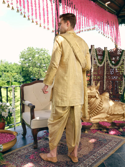 Vintage Gold Silk Dhoti Kurta Set