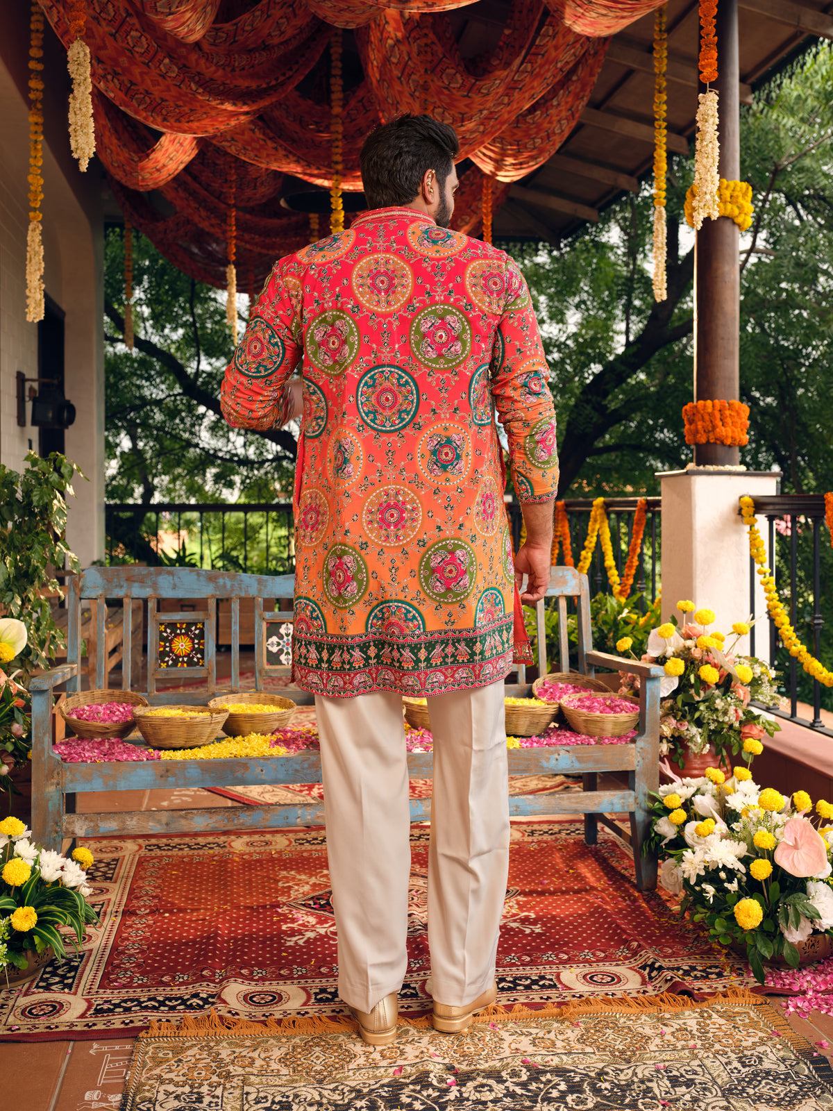 Sunset Ombre Natural Crepe Short Kurta Set with Position Print