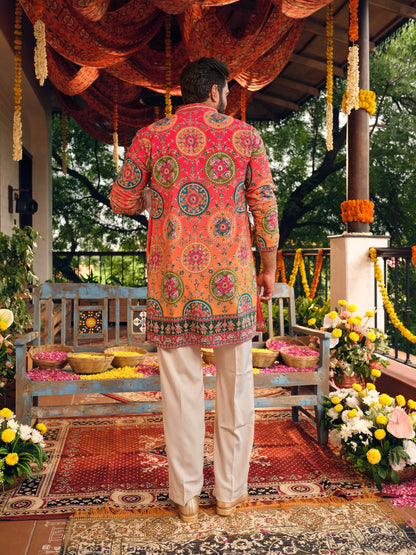Sunset Ombre Natural Crepe Short Kurta Set with Position Print