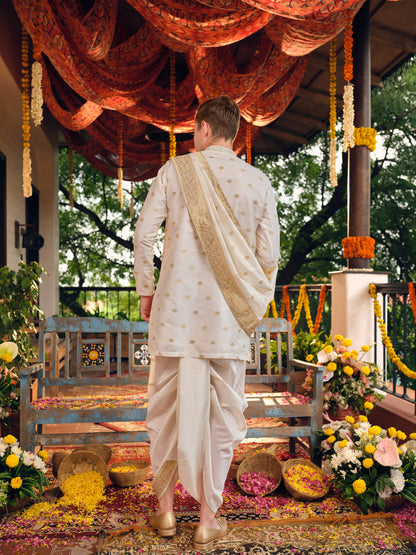 Pearl Ivory Jacquard Dhoti Kurta Set