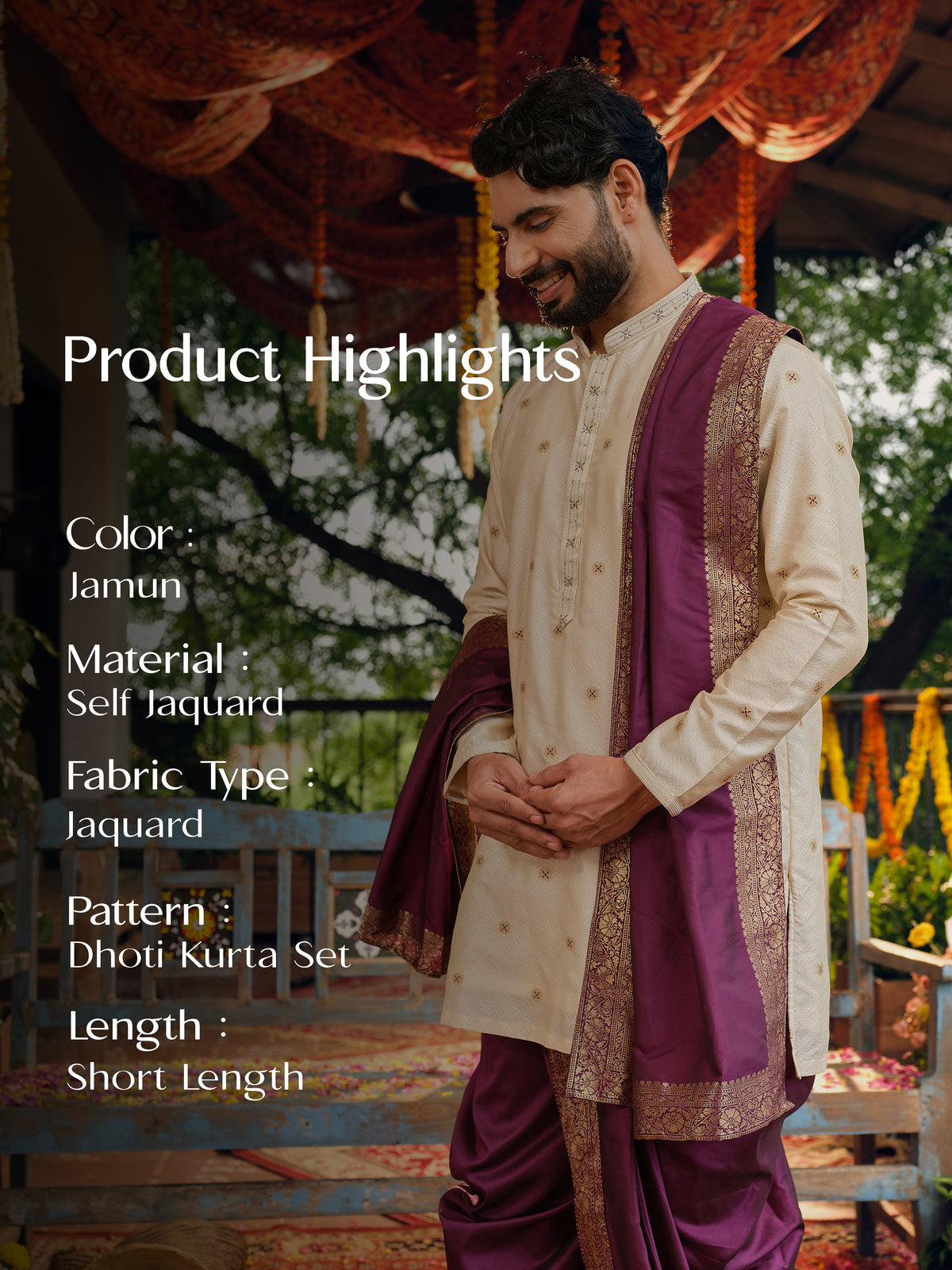 Jamun Wine Jacquard Dhoti Kurta Set