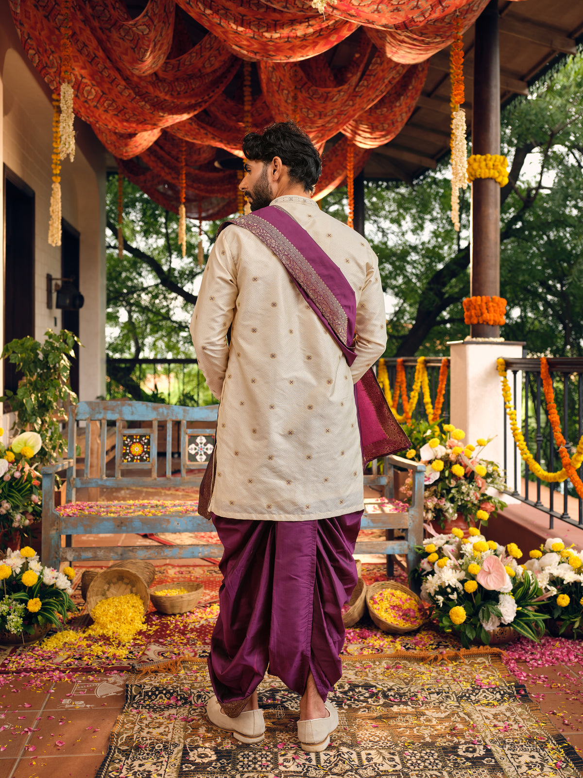 Jamun Wine Jacquard Dhoti Kurta Set