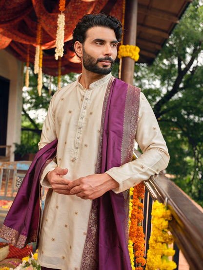 Jamun Wine Jacquard Dhoti Kurta Set