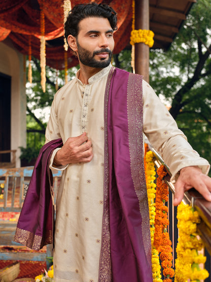 Jamun Wine Jacquard Dhoti Kurta Set