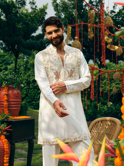 Tissue Silk Short Kurta Set with Embroidery and Bead Work