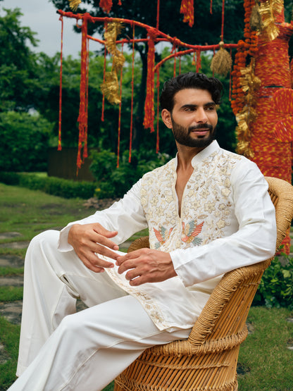 Tissue Silk Short Kurta Set with Embroidery and Bead Work