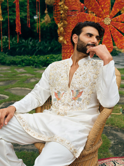Tissue Silk Short Kurta Set with Embroidery and Bead Work