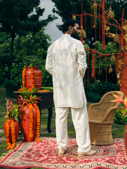Tissue Silk Short Kurta Set with Embroidery and Bead Work