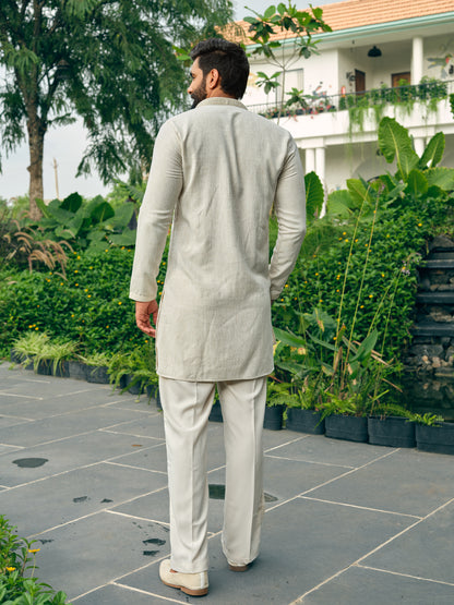 Ivory Japanese Short Kurta Set with Bead Work
