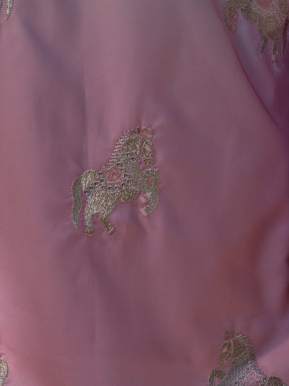 Pink Silk Kurta–Bottom Set with Zari Embroidery