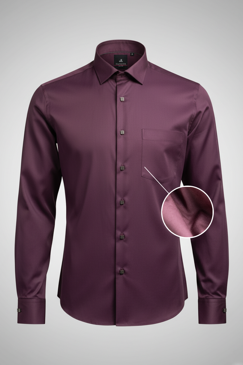 Men’s Plum Brown Satin Slim Fit Shirt
