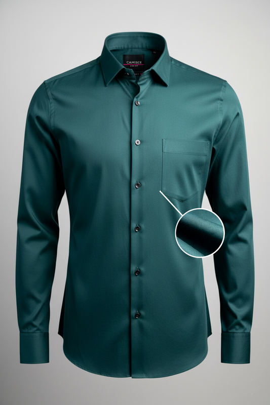 Men’s Bottle Green Lycra Satin Slim Fit Shirt