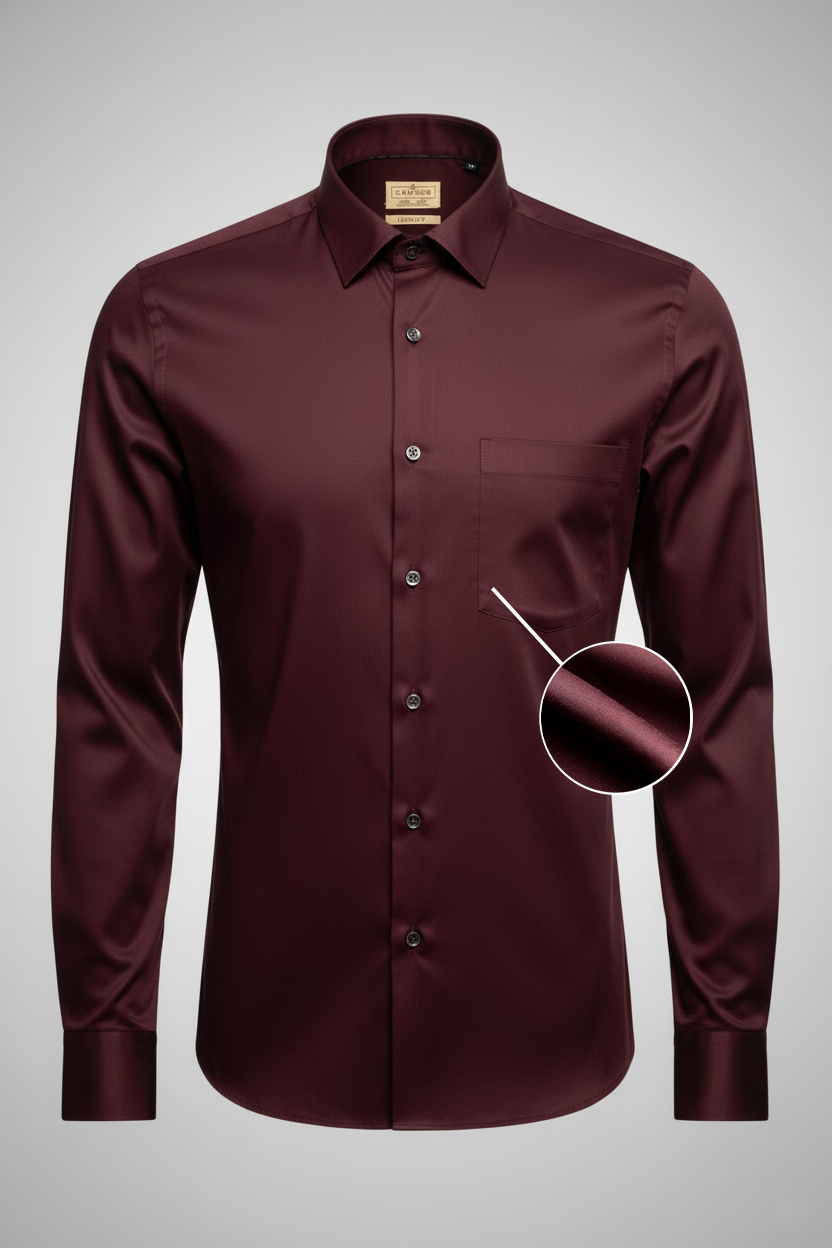 Men’s Maroon Lycra Satin Slim Fit Shirt