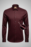 Men’s Maroon Lycra Satin Slim Fit Shirt